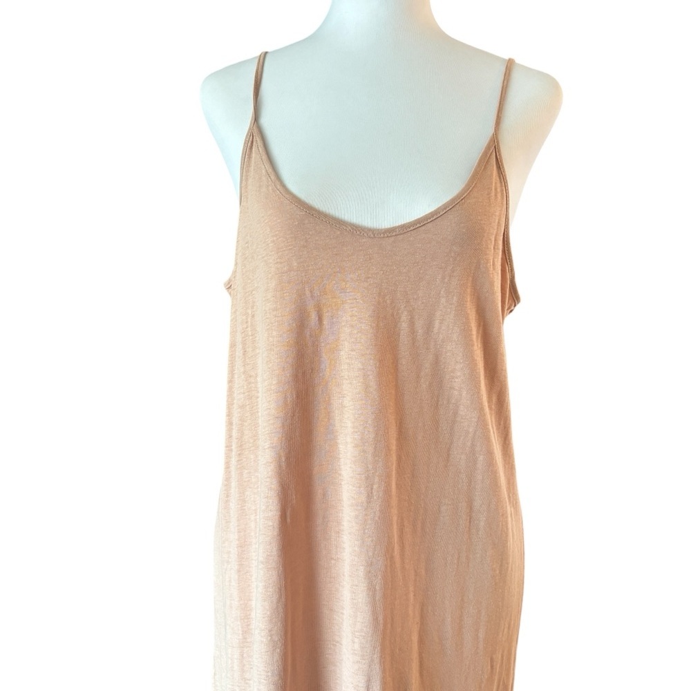 Paper Label Hemp Organic Cotton Midi Dress Tan Sleeveless Slip Dress M/L